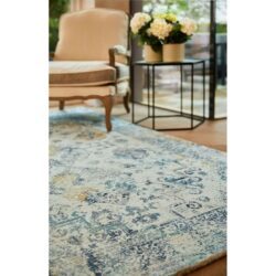 Harris Distressed Blue Rug with Mustard Accent - Choice of Sizes
