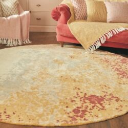 Harvest Moon Round Rug in Red & Yellow