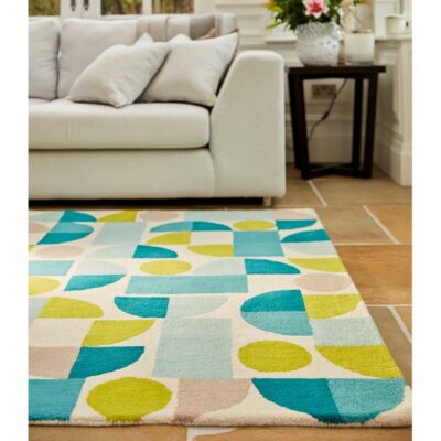 Lagan Modern Abstract Blue and Green Rug - Choice of Sizes