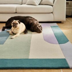 Lagan Modern Abstract Purple, Green & Teal Rug - Choice of Sizes