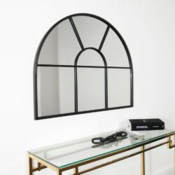 Large Arched Black Window Mirror