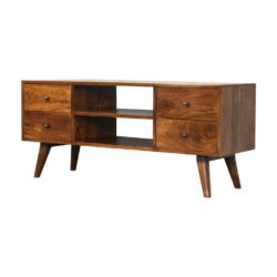 Large Modern Chestnut Wooden TV Cabinet with 4 Drawers