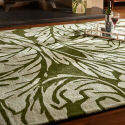 Leopold Vintage Floral Cream and Olive Green Rug - Choice of Sizes