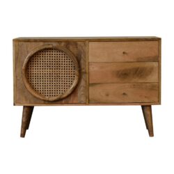 Lusa Modern Wood and Rattan Sideboard with Drawers