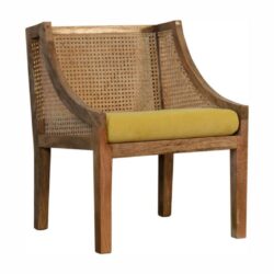 Luxury Rattan and Mustard Velvet Chair