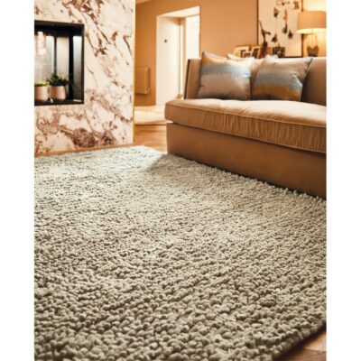 Manley Pure Wool Beige Shaggy Rug - Choice of Sizes