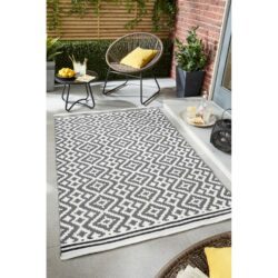 Mexicana Patterned Washable Grey Rug Outdoor Rug - Choice of Sizes