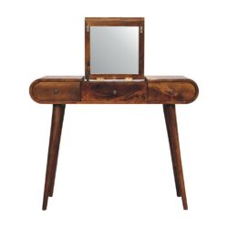 Modern Chestnut Wooden Dressing Table with Mirror