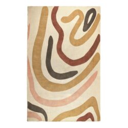 Modern Cream Retro Rug with Abstract Design - Choice of Sizes