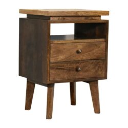 Modern Wooden Bedside Cabinet Lamp Table with Parquet Wood Top