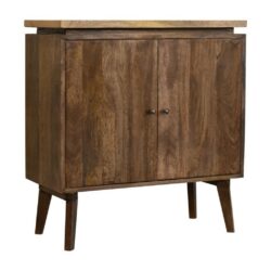 Modern Wooden Cabinet with Parquet Wood Top & Oak Finish