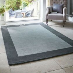 Bowman Modern Grey Rug with Border in Pure Wool - Choice of Sizes