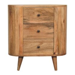 Noah Curved Modern Wooden Chest of Drawers with Oak Finish