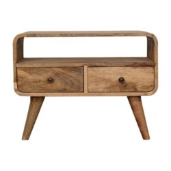 Noah Curved Small Wooden TV Unit with 2 Drawers & Oak Finish