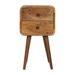 Noah Petite Wooden Bedside Table with 2 Drawers & Oak Finish