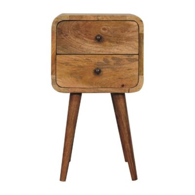 Noah Petite Wooden Bedside Table with 2 Drawers & Oak Finish