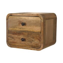 Noah Small Wooden Wall Mounted Bedside Table with 2 Drawers