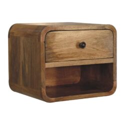 Noah Small Wooden Wall Mounted Bedside Table with Drawer & Oak Finish