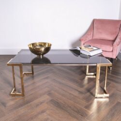 Notus Designer Smoked Glass Coffee Table with Gold Base