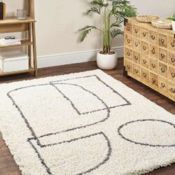 OHI Picasso Modern White Fluffy Rug - Choice of Sizes