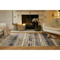 Patterned Beige and Blue Rug - Choice of Sizes