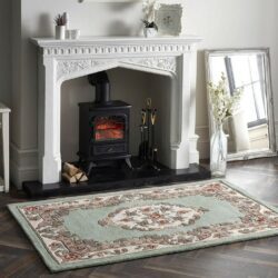 Chester Patterned Traditional Light Green Rug - Choice of Sizes