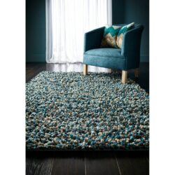 Robson Shaggy Blue Rug in Pure Wool - Choice of Sizes