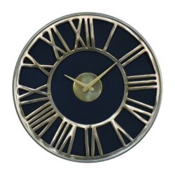 Round Vintage Brass and Black Clock