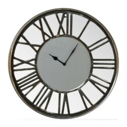 Round Vintage White and Silver Clock
