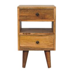 Rustic Wooden Bedside Table with Drawers & Oak Finish