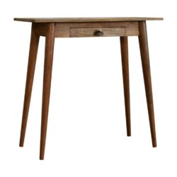 Slim Small Wooden Writing Desk Console Table with Drawer & Oak Finish