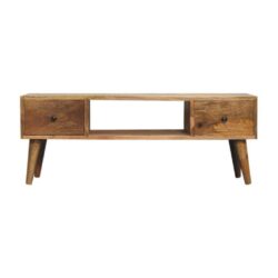 Solid Wooden Coffee Table with Drawers & Oak Finish