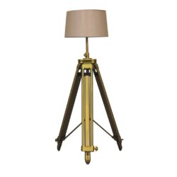 Vintage Brass Tripod Floor Lamp with Neutral Jute Shade