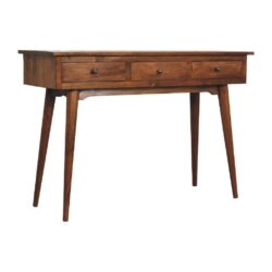 Vintage Classic Wooden Chestnut Console Table with Drawers