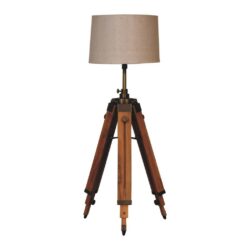 Vintage Tripod Wooden Table Lamp with Natural Jute Shade