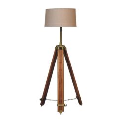 Vintage Wooden Tripod Floor Lamp with Neutral Jute Shade