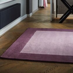 Bowman Modern Purple Rug with Border in Pure Wool - Choice of Sizes