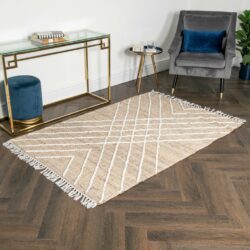 Criss Cross Patterned Beige Jute Rug - Choice of Sizes