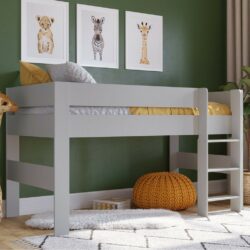 Cruz Modern Kids Grey Mid Sleeper Bed with Ladder
