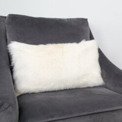 Long Luxury Goatskin Fur Cushion - Ivory, Grey, Pink, Green or Brown
