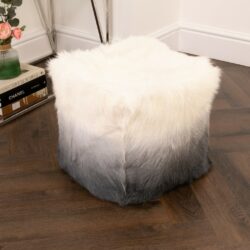Luxury Ombre Goatskin Fur Footstool - Grey, Pink or Brown