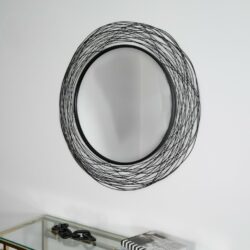 Modern Large Round Black Mirror with Nest Design