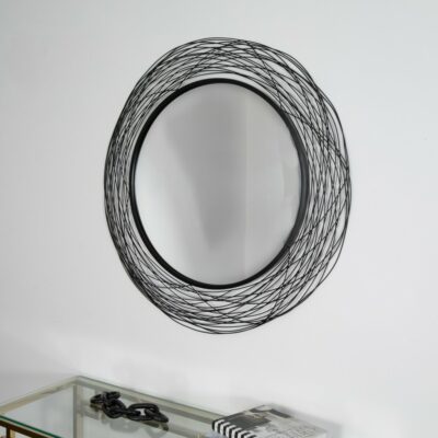 Modern Large Round Black Mirror with Nest Design