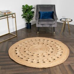 Natural Patterned Round Jute Rug - Choice of Sizes