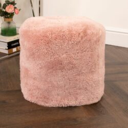 Shena Deluxe Soft Pink Sheepskin Footstool