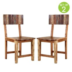 Vintage Shores Rustic Wooden Dining Chair - Pair