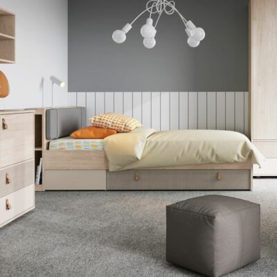 Cora Modern Light Wooden Bed with Drawer - Single or Small Double