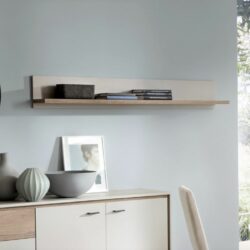Aaron Modern Grey Shelf with Oak Wood Effect