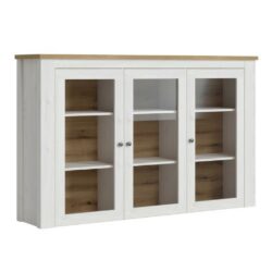 Country Shaker Rustic White Sideboard Hutch with Oak Wood