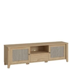 Fernando Large Wood & Rattan TV Cabinet with Light Oak Effect